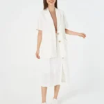 Áo Khoác Dạ Kẻ Nữ 2 Lớp Cổ Vest Dáng Ngắn