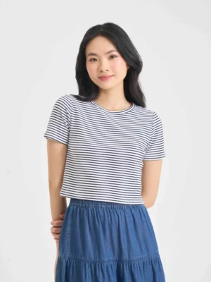 Áo phông croptop nữ hoạ tiết kẻ
