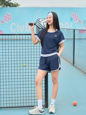 Bộ cotton nữ Cardina tay liền quần sóc gấu phối màu trẻ trung