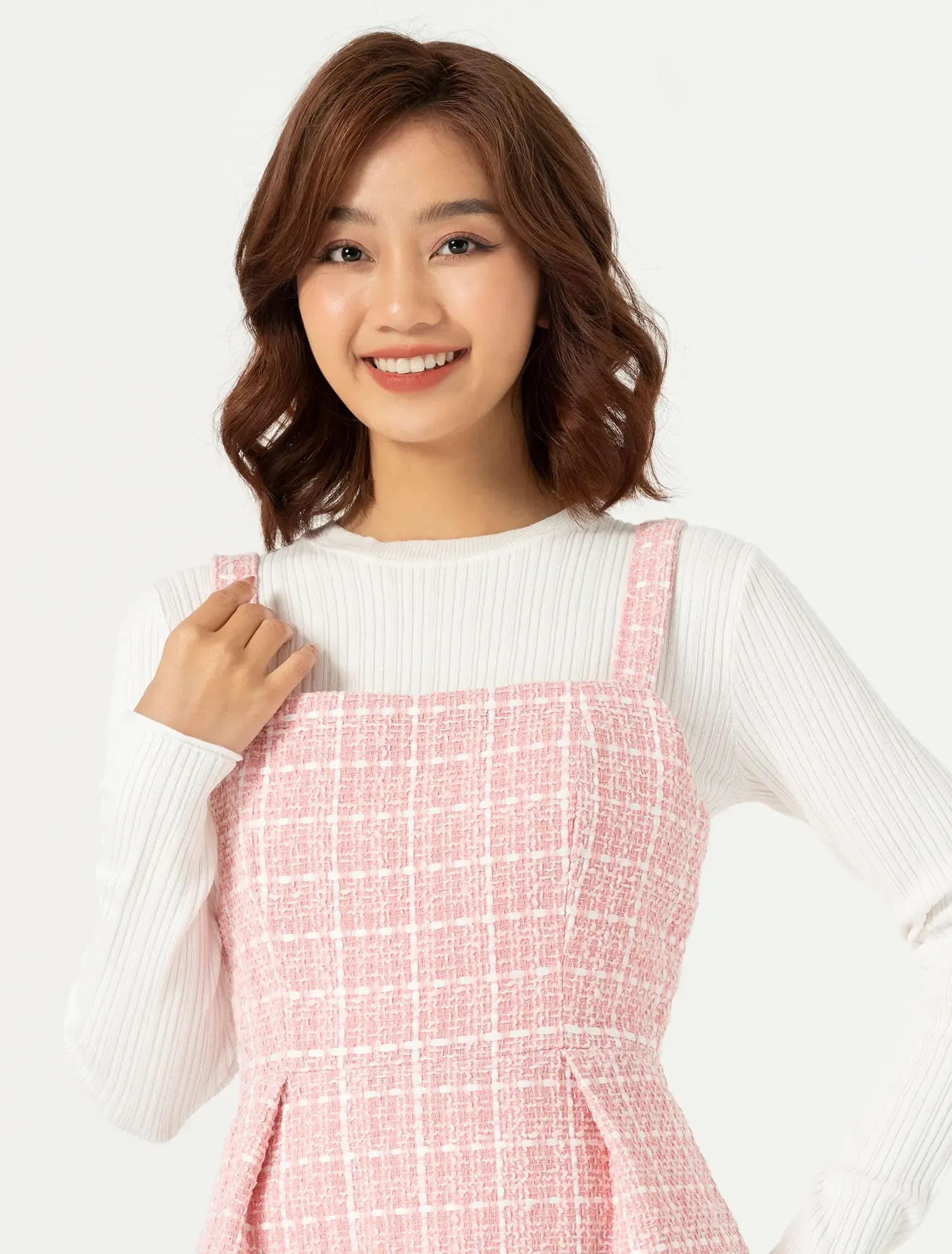 Váy liền nữ cổ vuông hai dây dáng fit & flare có lót trong - Ảnh 2