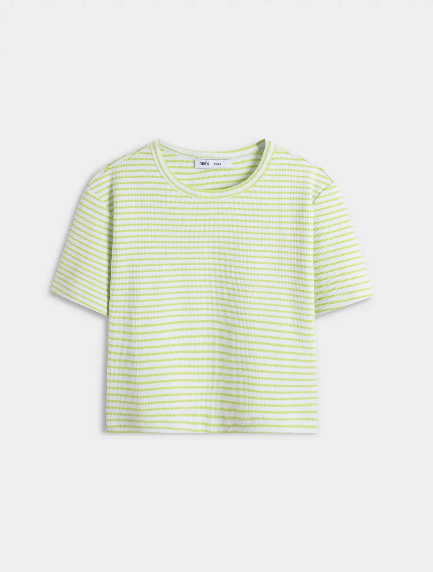 Áo phông croptop nữ hoạ tiết kẻ - Ảnh 4